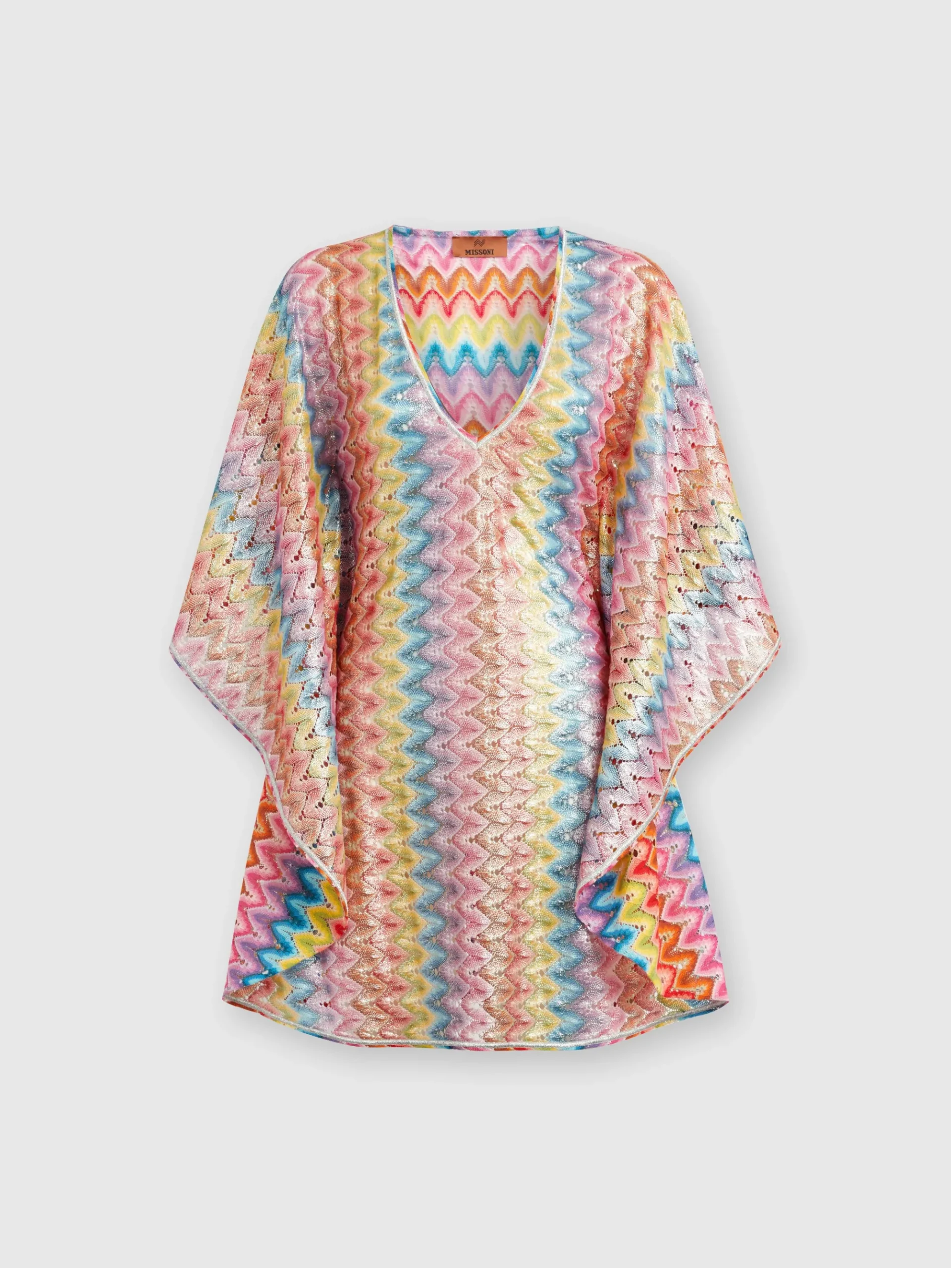 Kaftan short cover-up in coated lace