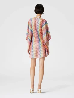 Kaftan short cover-up in coated lace