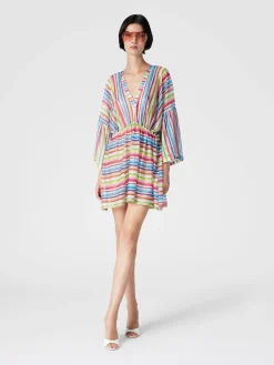Kaftan short cover-up with zig zag print