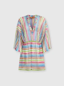 Kaftan short cover-up with zig zag print