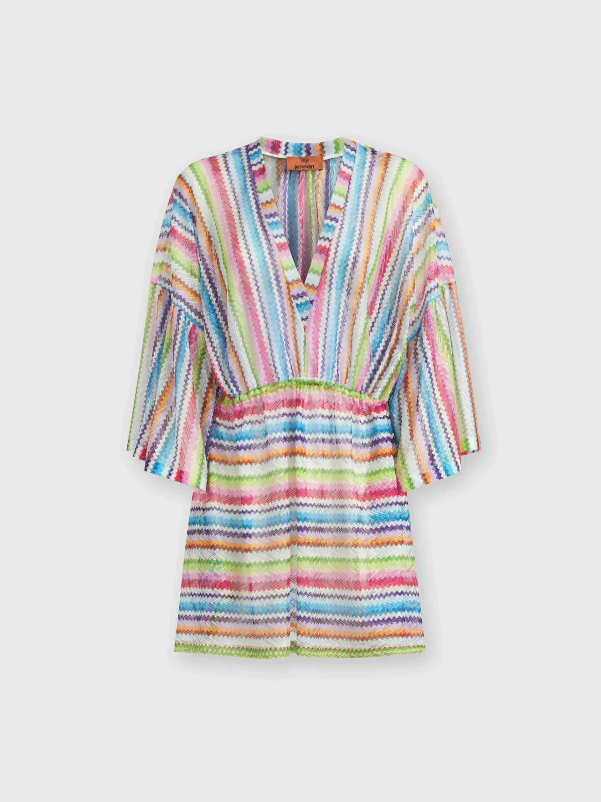 Kaftan short cover-up with zig zag print