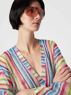 Kaftan short cover-up with zig zag print