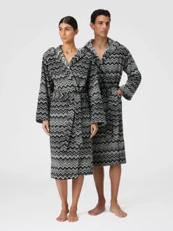 Keith chevron cotton terry bathrobe
