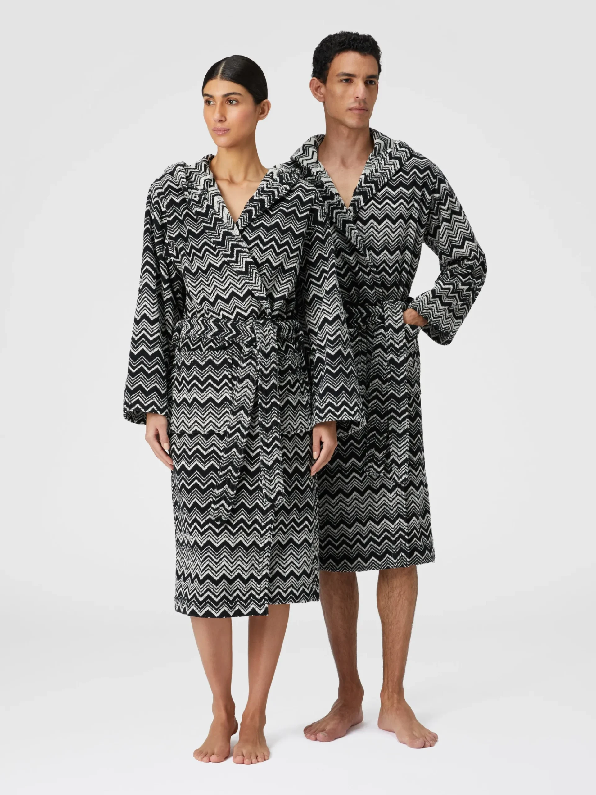 Keith chevron cotton terry bathrobe