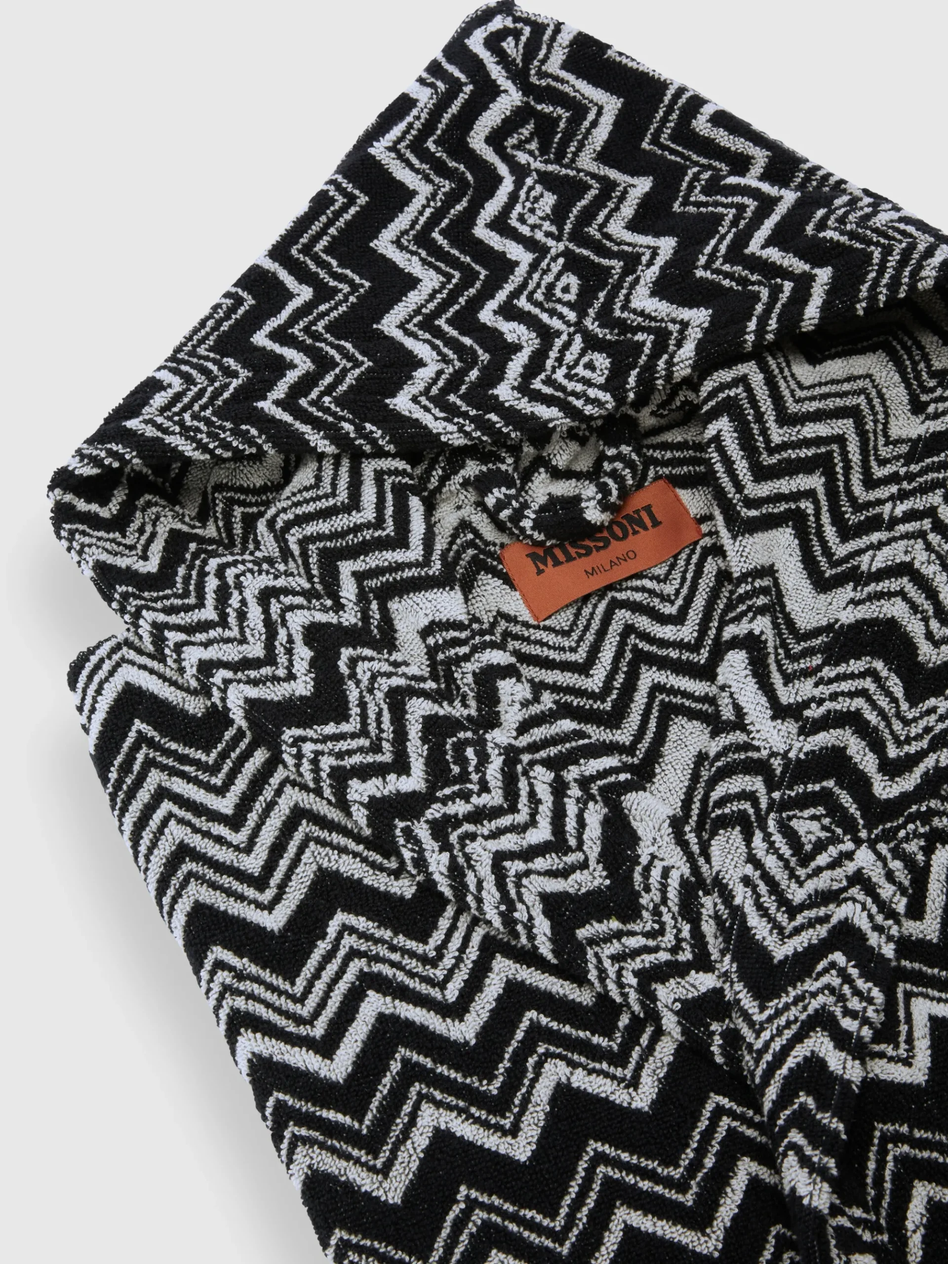 Keith chevron cotton terry bathrobe