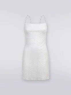 Lace-effect cover up dress with chain and gem straps