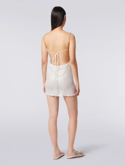 Lace-effect cover up dress with chain and gem straps