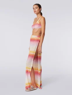 Lace-effect cover up trousers with lurex