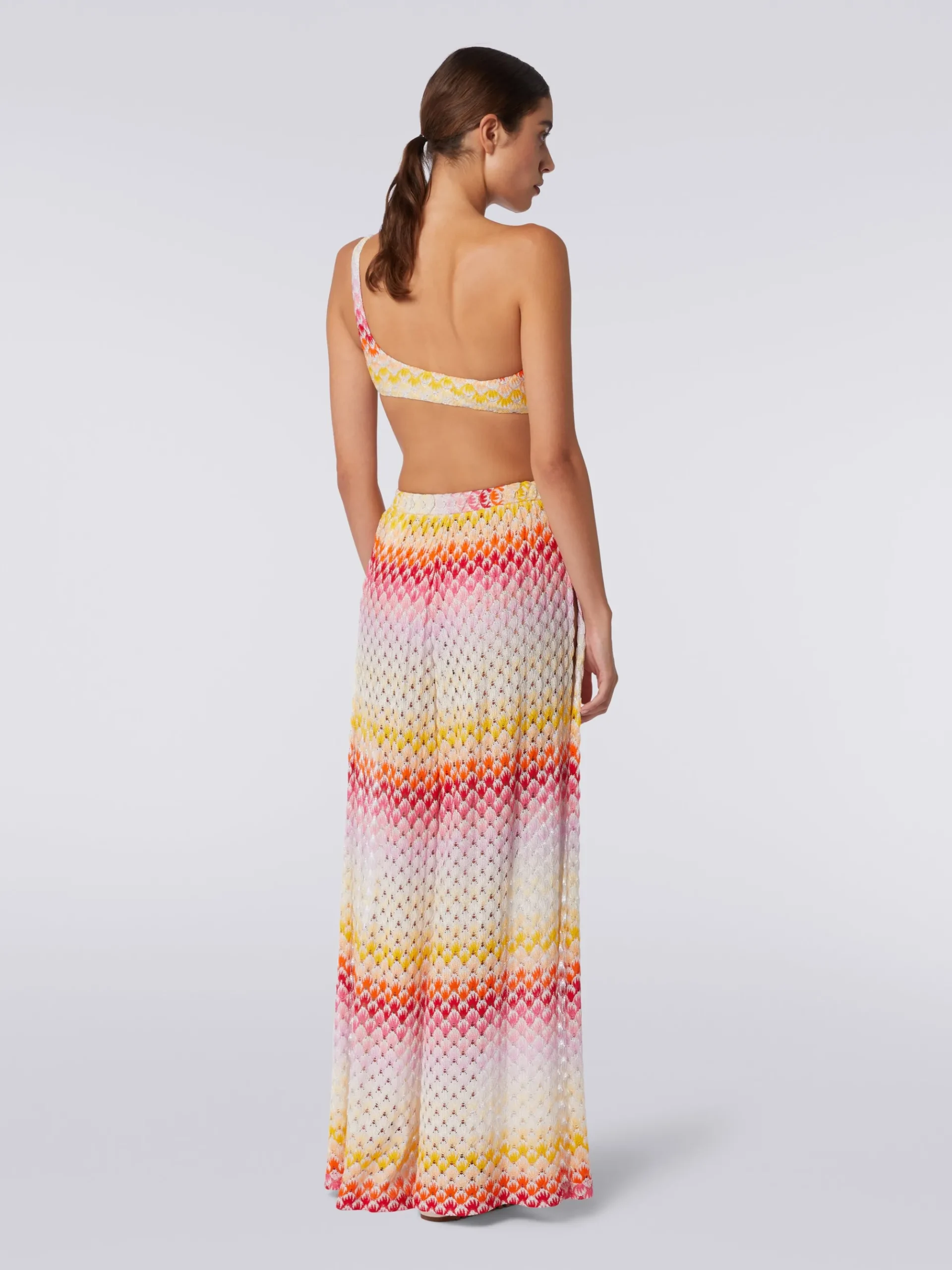 Lace-effect cover up trousers with lurex