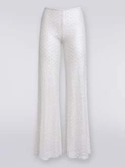 Lace-effect cover up trousers with flared hem