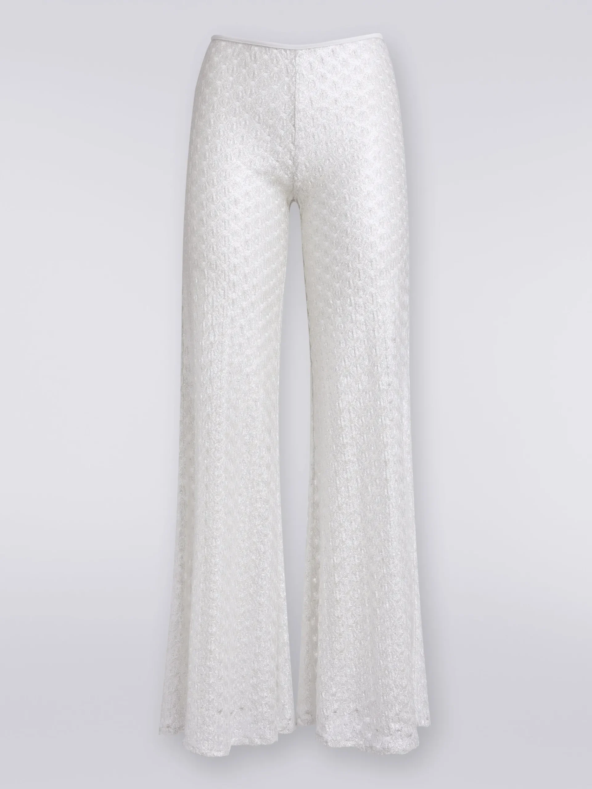 Lace-effect cover up trousers with flared hem