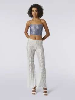 Lace-effect crop top with chain and gem straps