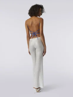 Lace-effect crop top with chain and gem straps