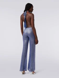 Lace-effect jumpsuit with V neckline
