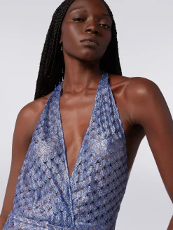 Lace-effect jumpsuit with V neckline