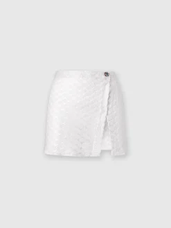 Lace-effect wrap-around miniskirt with glossy finish