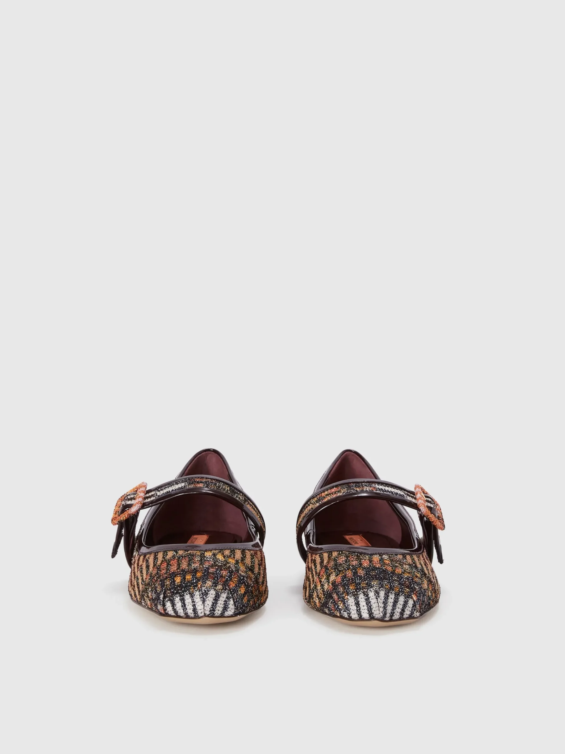 Lamé fabric ballet flats with strap