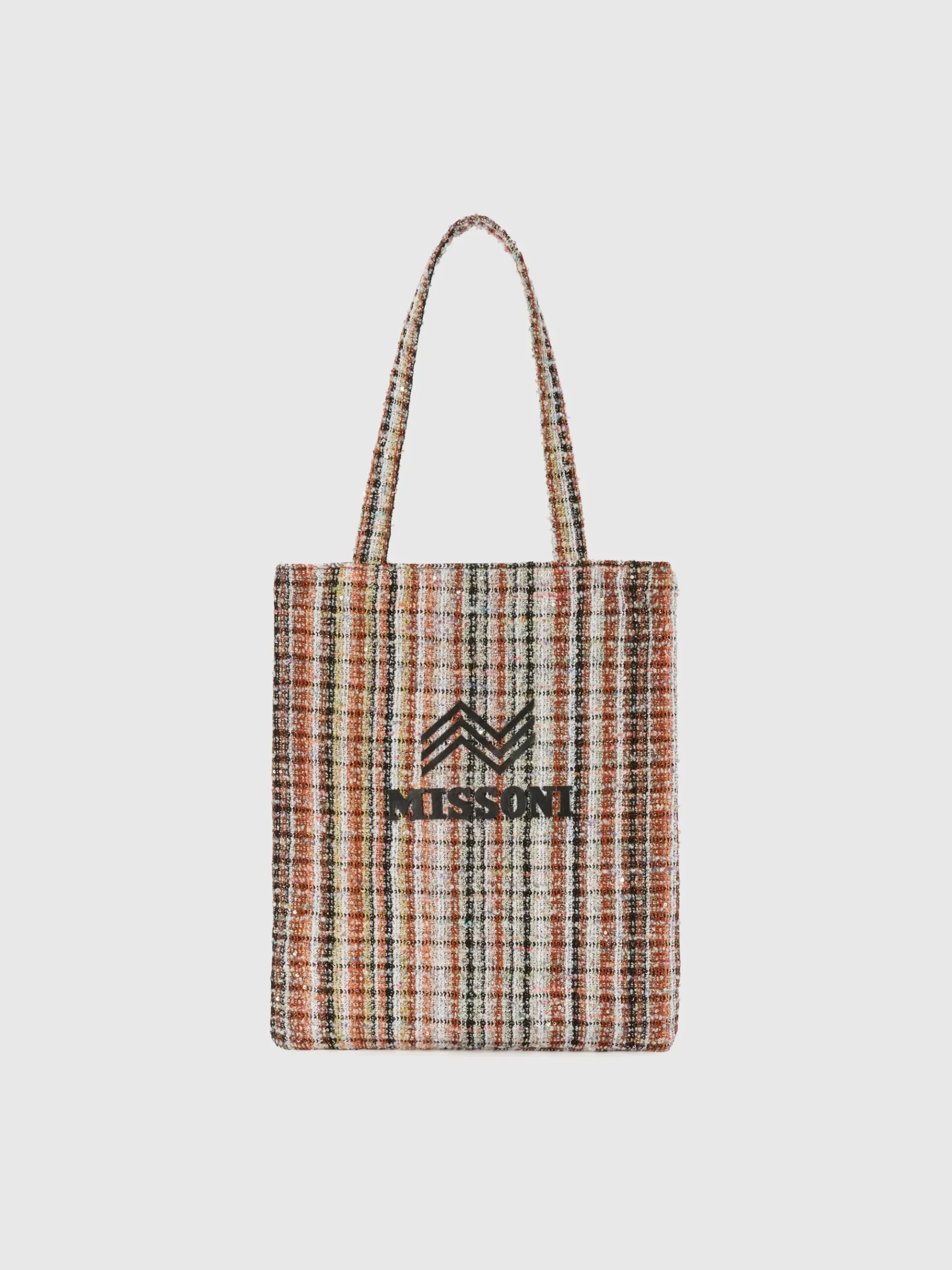 Lamé fabric shopper with logo
