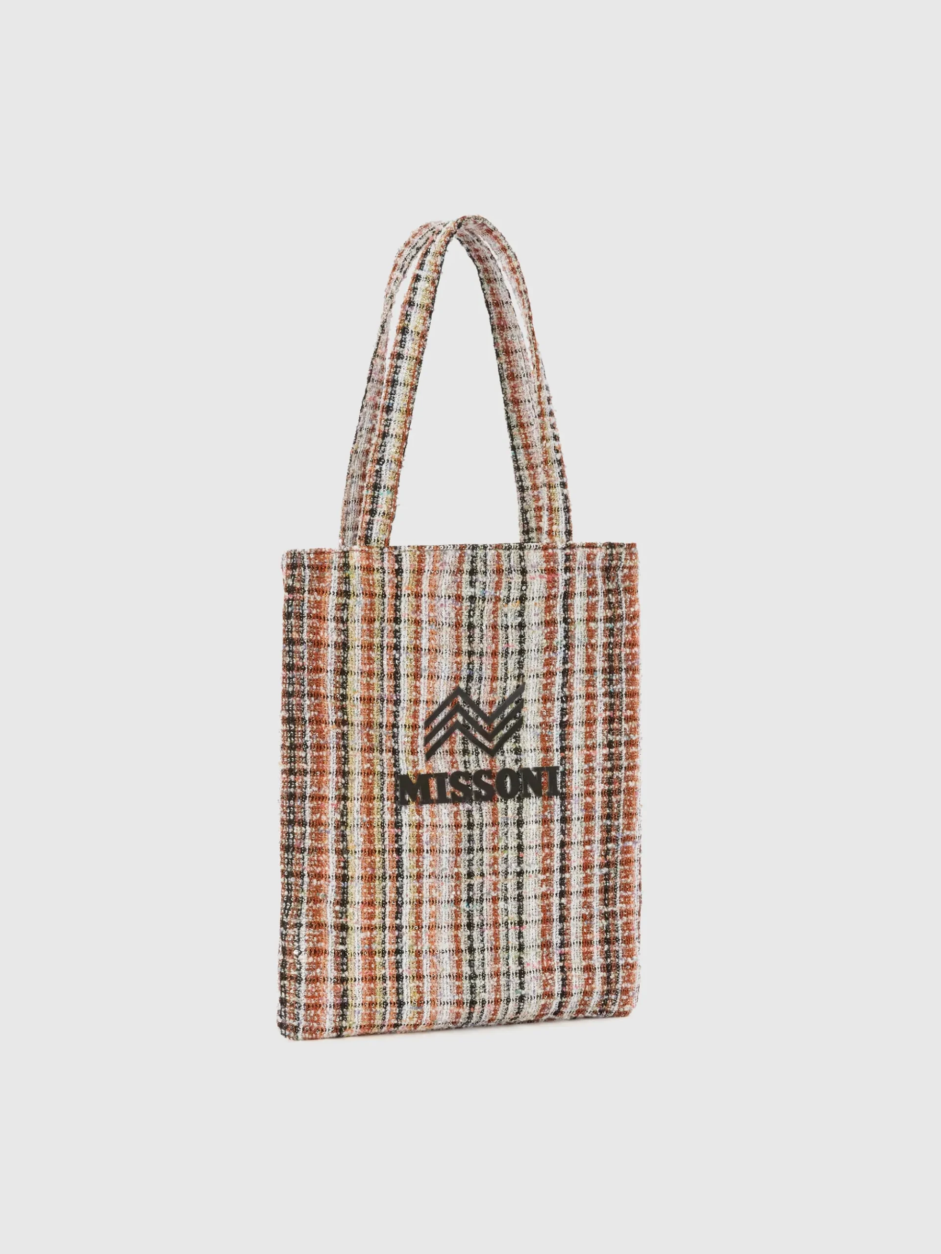 Lamé fabric shopper with logo