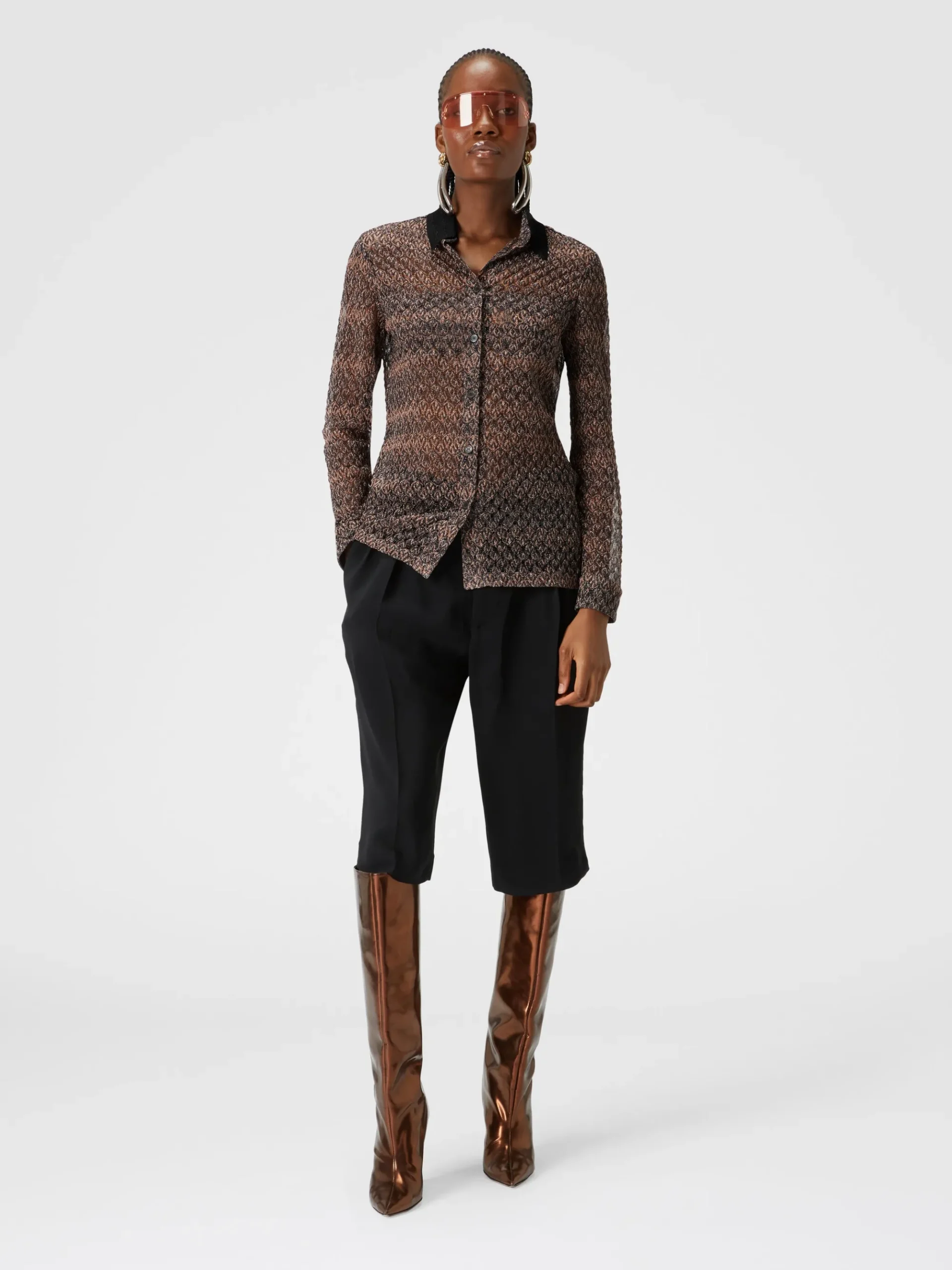 Lamé lace shirt