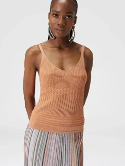 Lamé multi-processing viscose tank top