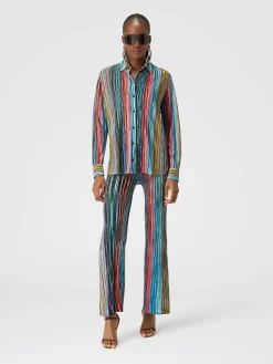 Lamé slub ribbed knit shirt