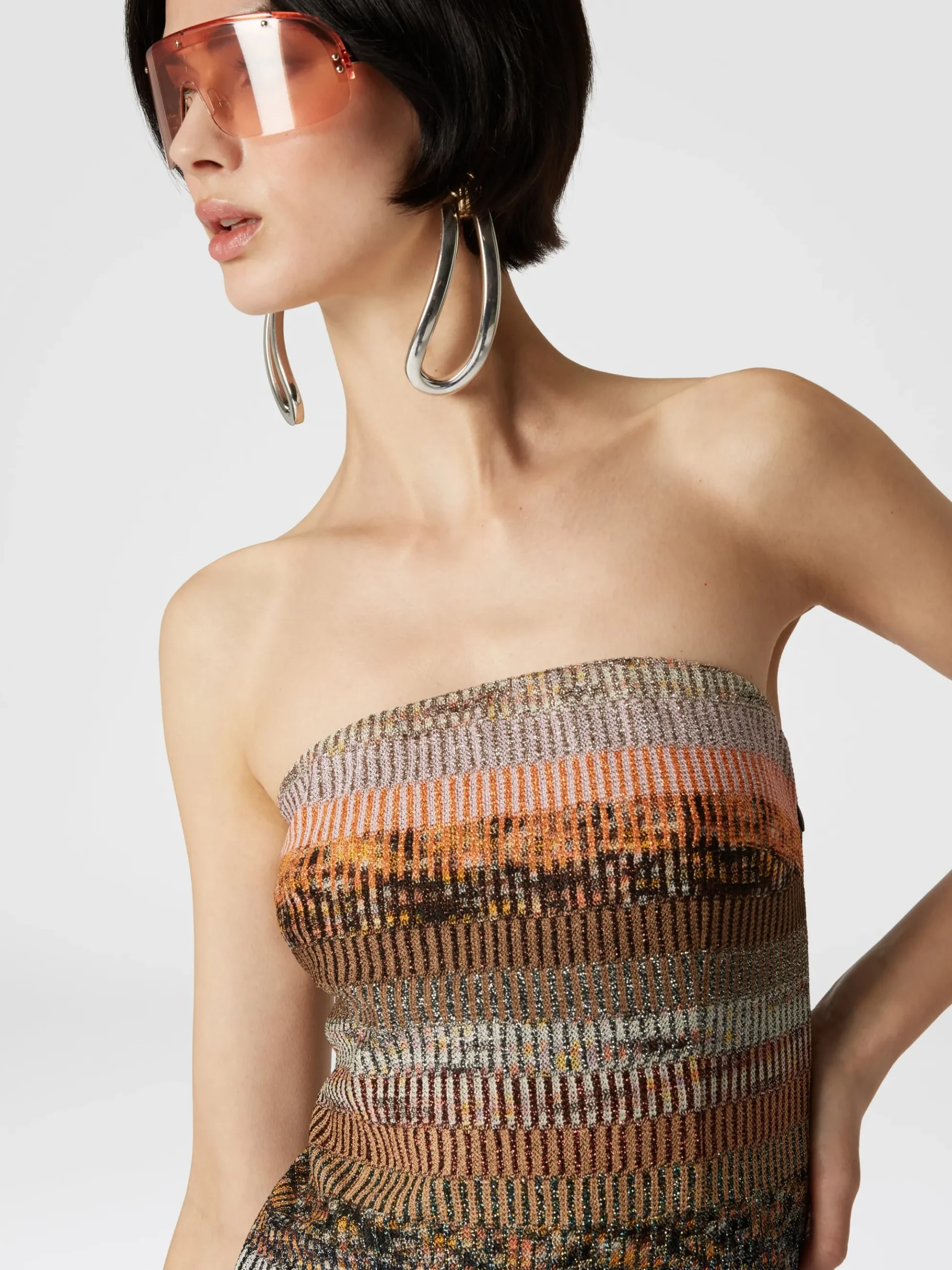 Lamé viscose bustier mini-dress