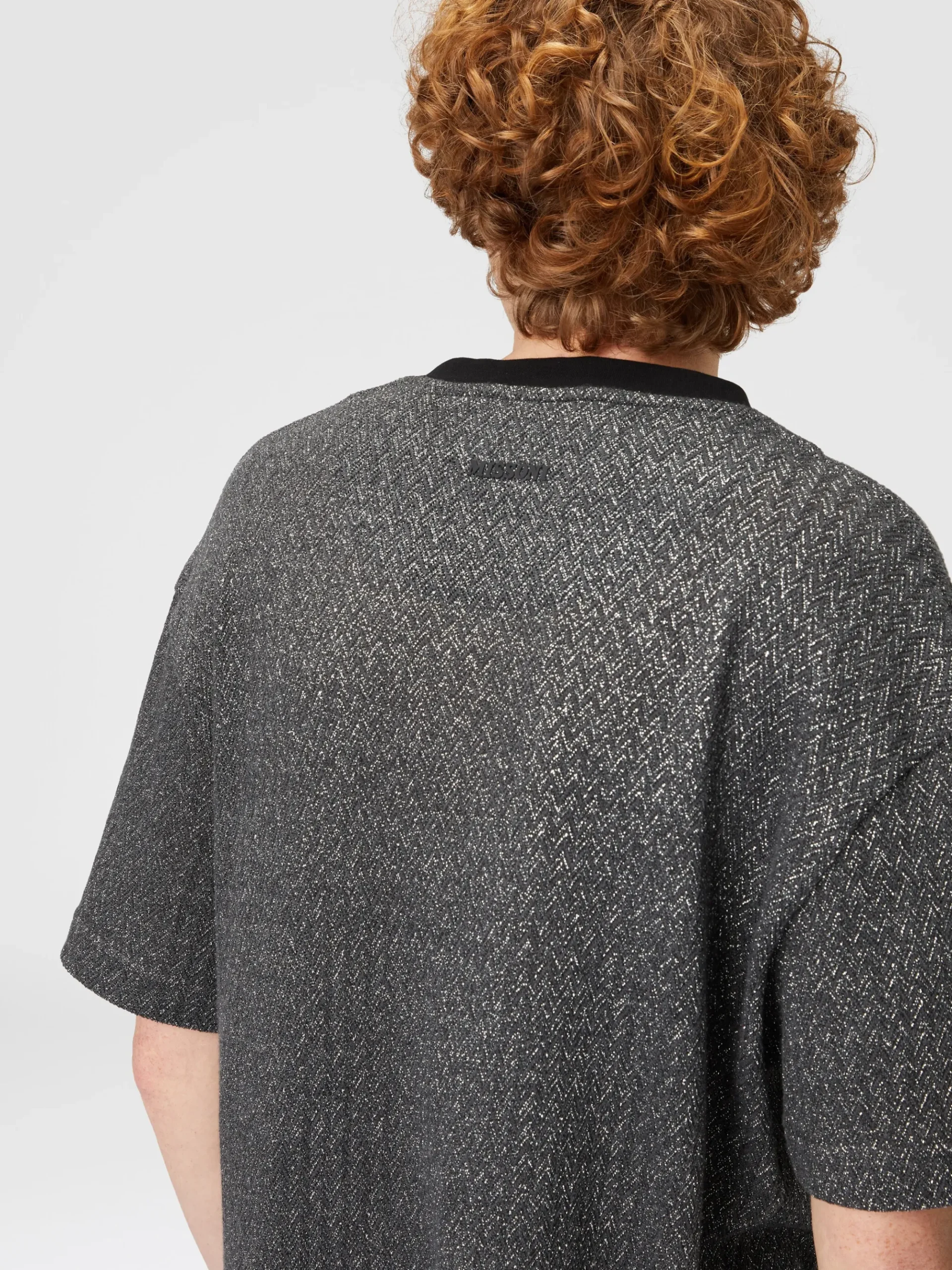 Lamé zig zag cotton and viscose T-shirt