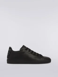 Leather trainers with slub insert