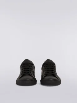 Leather trainers with slub insert