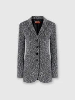 Long blazer in a mélange cotton blend