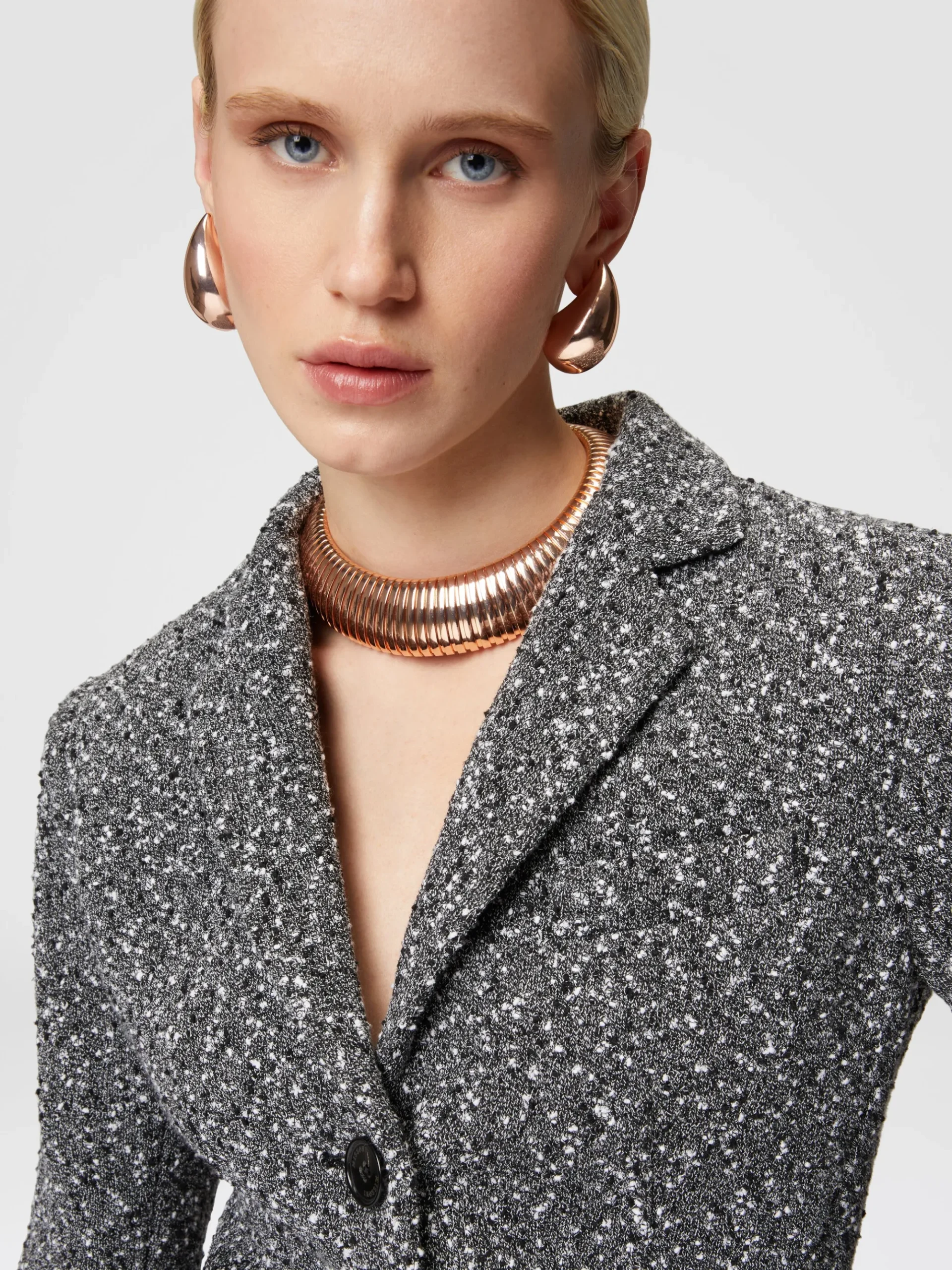 Long blazer in a mélange cotton blend