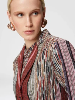 Long blazer in lamé striped viscose