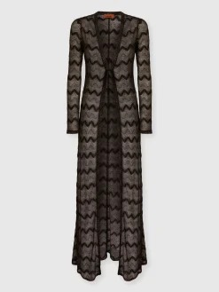 Long cardigan in zig zag lamé viscose