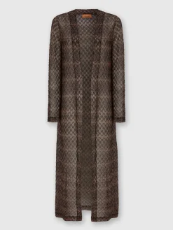 Long cardigan with lamé lace motif
