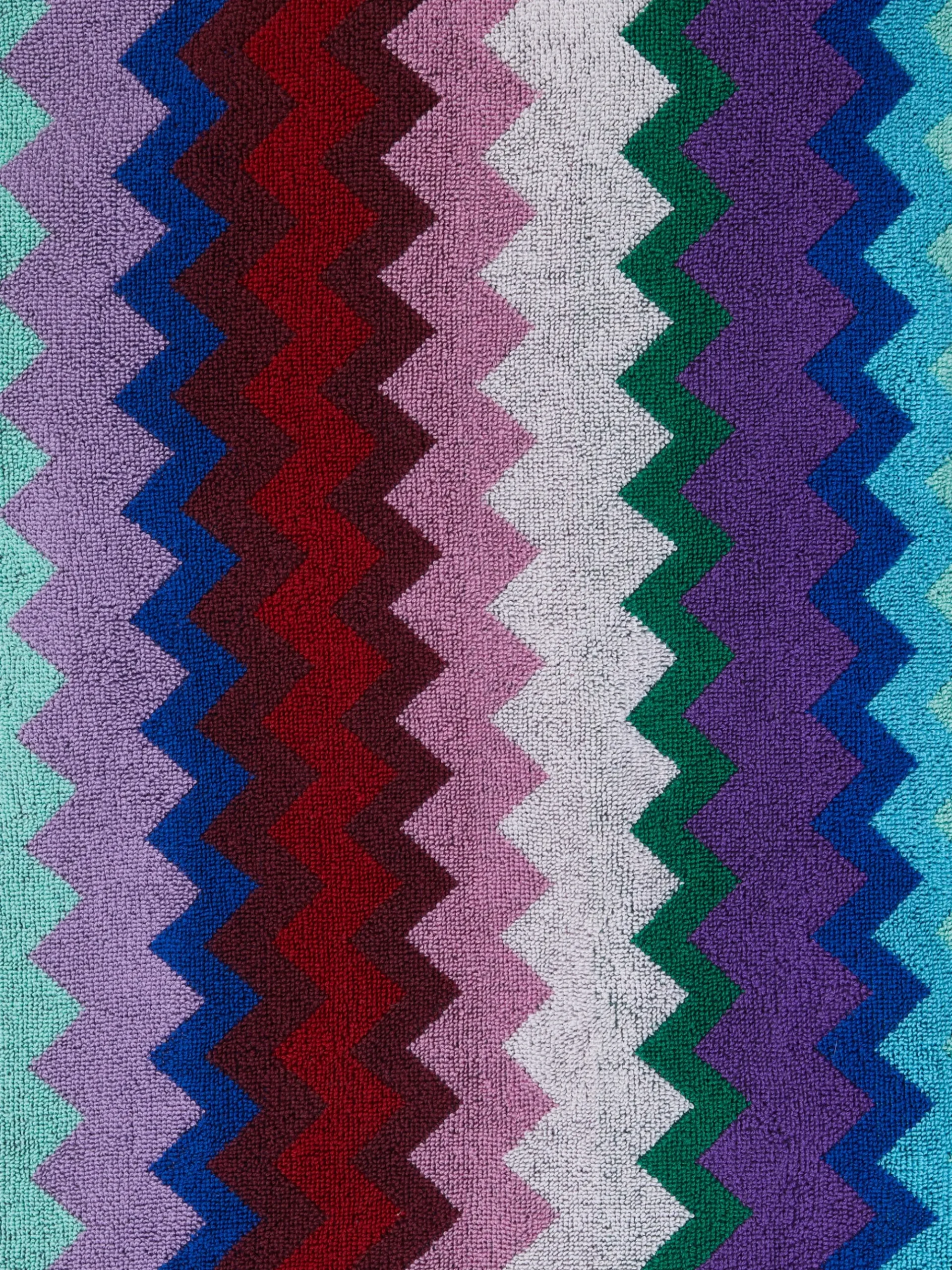 Long Chantal chevron cotton terry hooded bathrobe