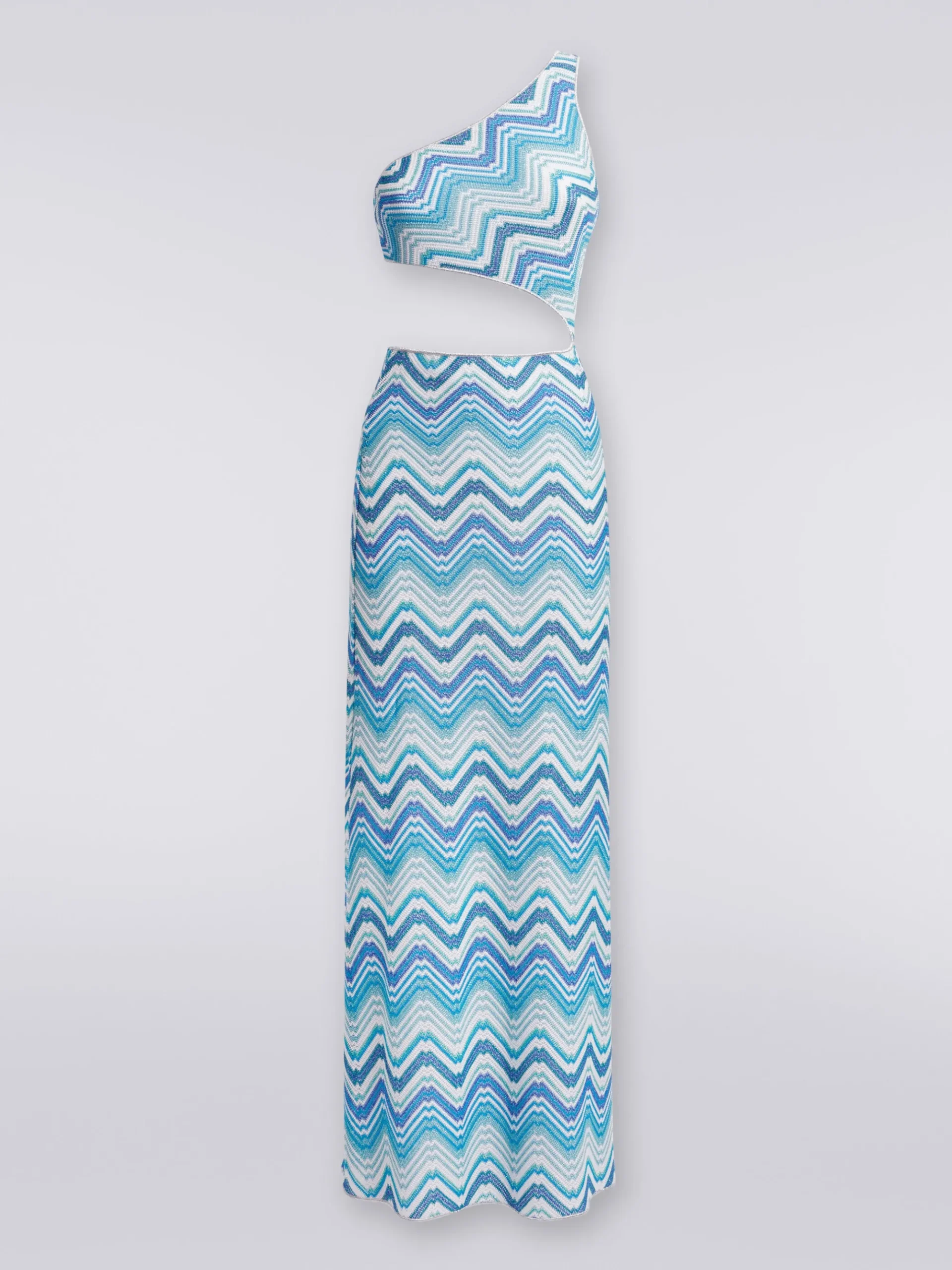 Long chevron crochet cover-up with cut-out and lurex