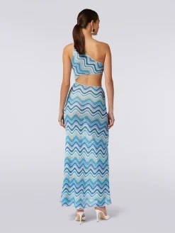 Long chevron crochet cover-up with cut-out and lurex