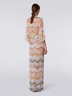 Long chevron dressing gown cover up with lurex
