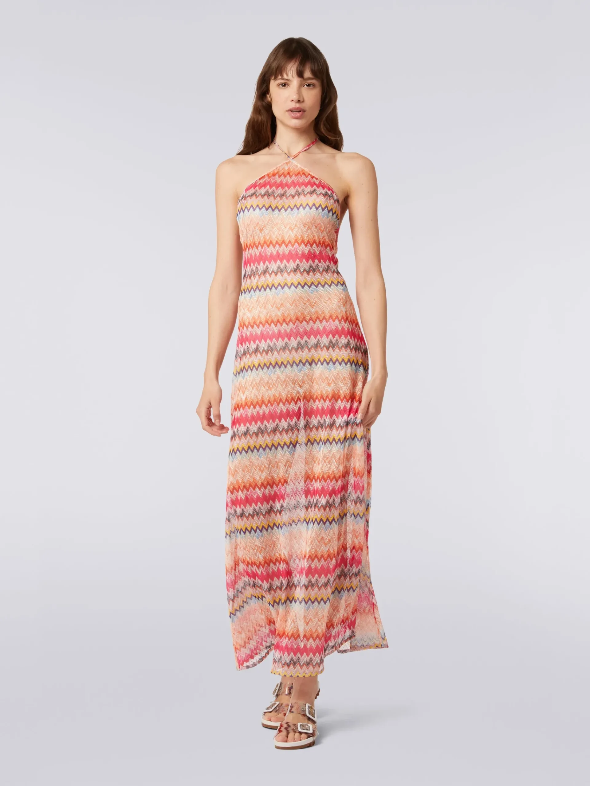 Long chevron viscose tulle cover up