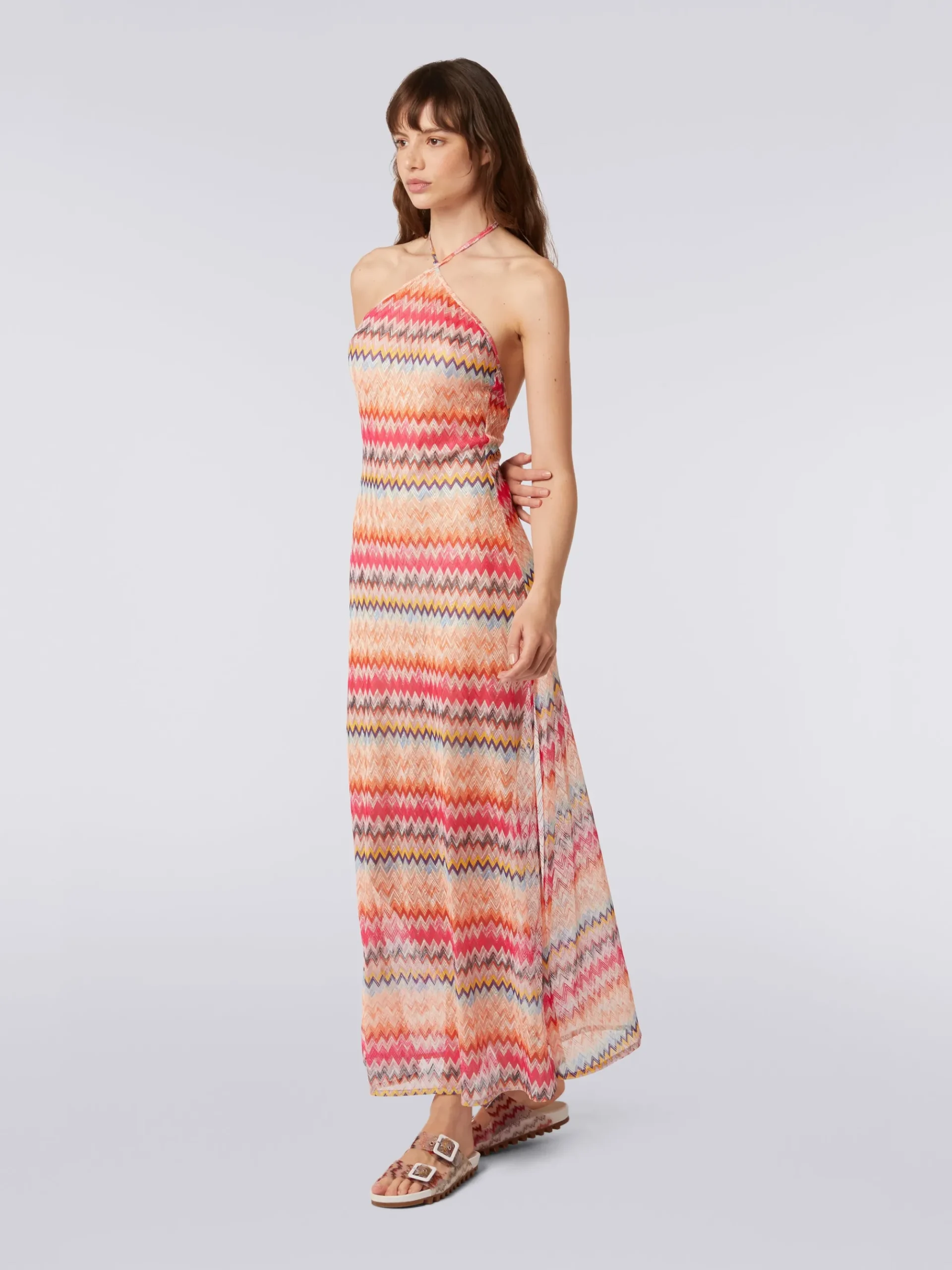 Long chevron viscose tulle cover up