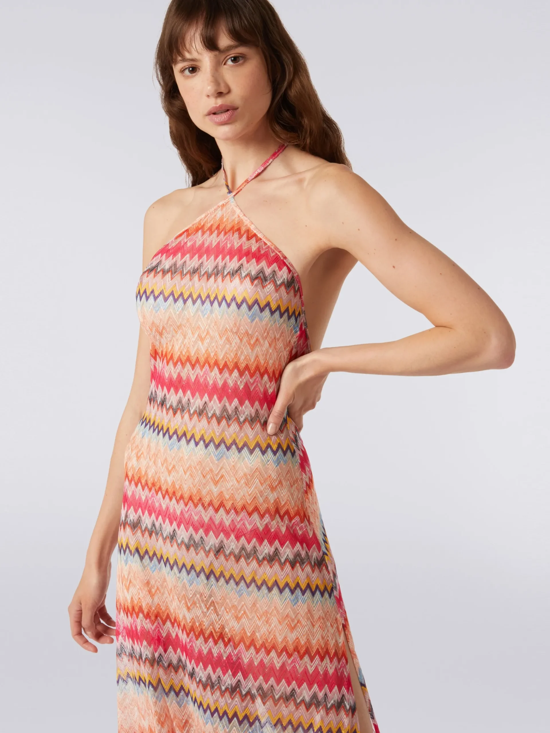 Long chevron viscose tulle cover up