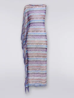 Long chevron viscose tulle cover up with tassels