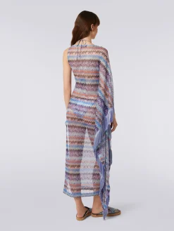 Long chevron viscose tulle cover up with tassels
