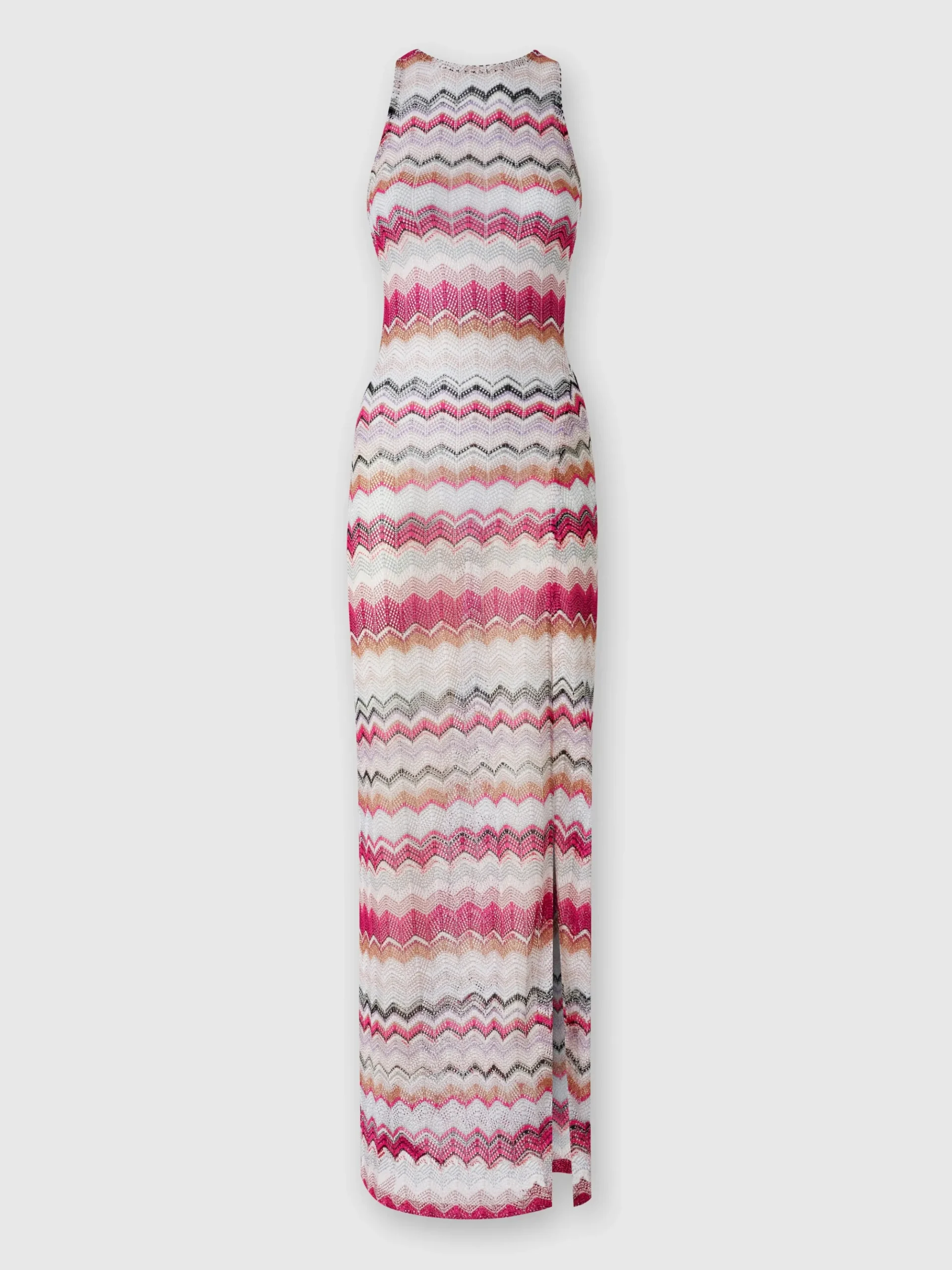 Long cover up dress in crochet with lurex