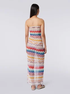 Long cover up dress in wave motif crochet