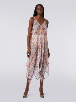 Long cover up in zigzag crochet with lurex