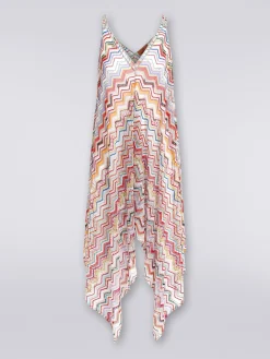 Long cover up in zigzag crochet with lurex
