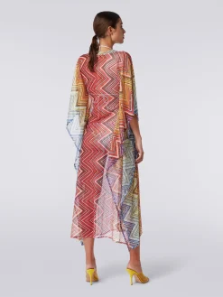 Long cover up kaftan in zigzag print fabric