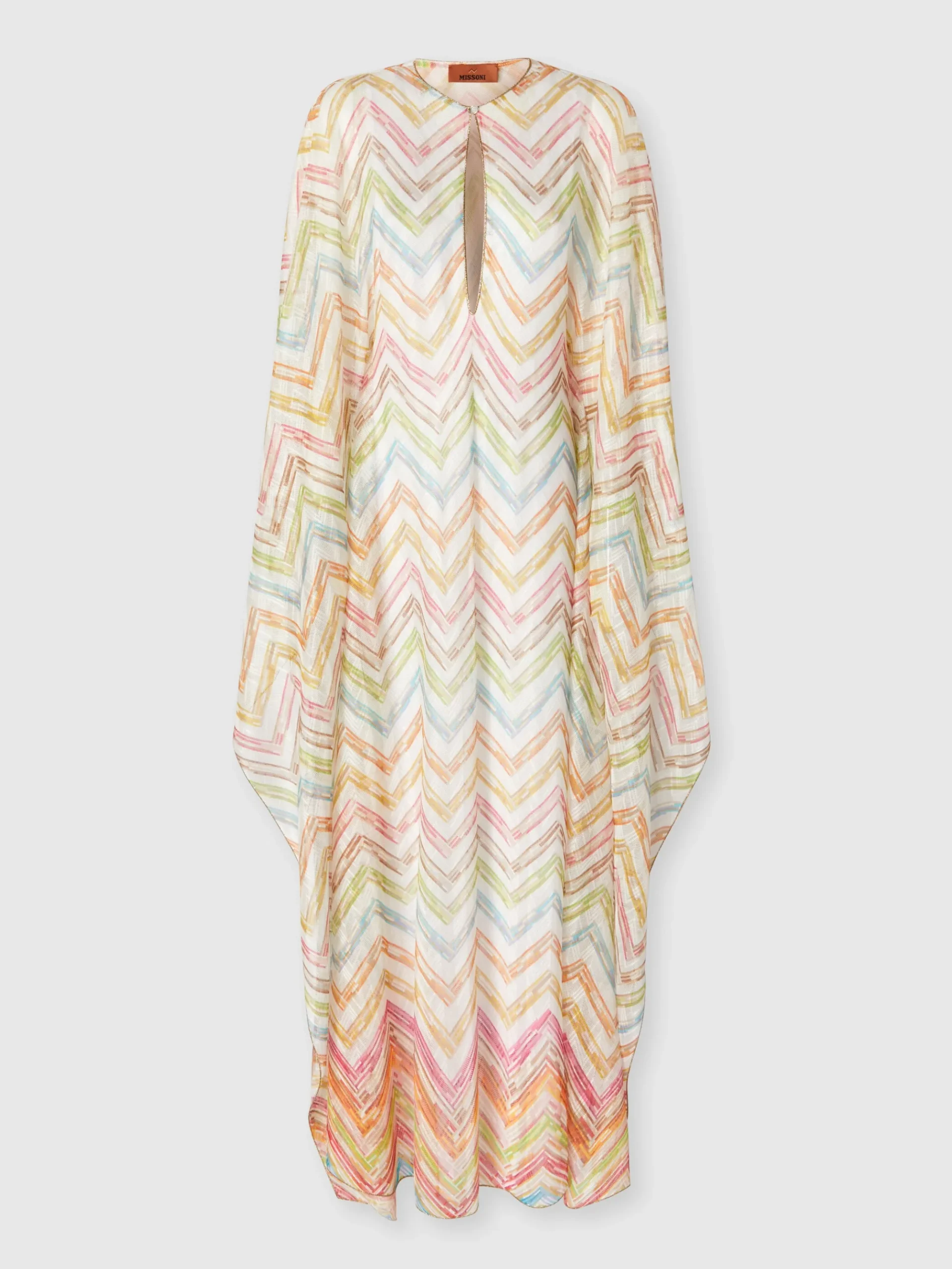 Long covered up in printed tulle with batwing sleeves